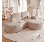 Canapé d'angle Droit SOFIA - 3 places - Canapé Arrondi Tissus Amovibles - Velours élégant brillant - Marron