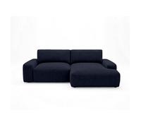 Canapé d'angle droit Tama 4 places convertible en Tissu bleu marine avec coffre