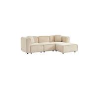 Canapé d'angle droite 3 places tissu beige 2 coussins carrés L 230 x P 145 x H 70 cm - Lester