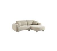 | Canapé d'angle droite 3 places tissu beige pieds ronds L 231 x P 160 / 88 cm - Zenio