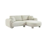 Canapé d'angle droite 3 places tissu crème. pieds ronds L 231 x P 160 / 88 cm - Zenio