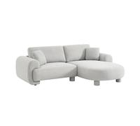 sweeek | Canapé d'angle droite 3 places tissu gris clair pieds ronds L 231 x P 160 / 88 cm - Zenio Gris clair G