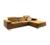 Canapé d'angle ELMA, Canape Convertible - Droit - Angle - 3 places - 280x205x90 cm - Tissu velours MONOLITH 48 - Jaune