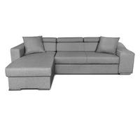 Canapé d'angle ELONA Convertible en tissu gris clair avec poufs de rangement à droite