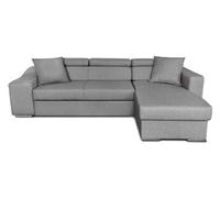Canapé d'angle ELONA Convertible en tissu gris clair avec poufs de rangement à gauche