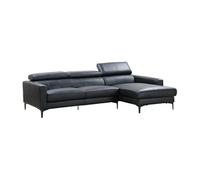 Canapé d'angle en cuir de buffle FLORENCE - Noir - Angle droit