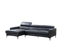 Canapé d'angle en cuir de buffle FLORENCE - Noir - Angle gauche