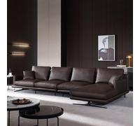 Canapé d'angle en Cuir de Luxe Italien, Moderne et Minimaliste, Structure en Bois Massif, spacieux et Moelleux, Grande Taille, idéal pour Salon/Bureau/Villa/hôtel.