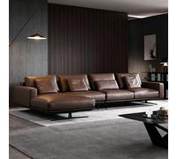 Canapé d'angle en Cuir de Luxe Italien, Moderne et Minimaliste, Structure en Bois Massif, spacieux et Moelleux, Grande Taille, idéal pour Salon/Bureau/Villa/hôtel.