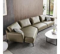 Canapé d'angle en cuir de style italien luxueux, de forme spéciale et au design simple, spacieux et moelleux, avec une structure en bois massif, idéal pour le salon, le bureau ou l'appartement.