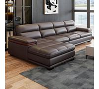Canapé d'angle en Cuir de Style Nordique Moderne et Minimaliste, Structure en Bois Massif, spacieux et Moelleux, Grande Taille Moderne, idéal pour Le Salon, Le Bureau ou l'appartement.