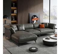 Canapé d'angle en Cuir Italien de Luxe, Structure en Bois Massif, spacieux et Moelleux, Grande Taille Moderne, idéal pour Le Salon, Le Bureau ou l'appartement.