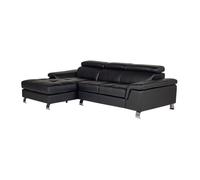 Canapé d'angle cuir MISHIMA - Noir - Angle gauche