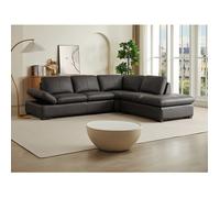 Canapé d'angle en cuir ONYX II - Marron - Angle droit