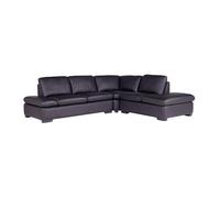 Canapé d'angle en cuir - ONYX II - Noir - Angle droit - Confort moelleux