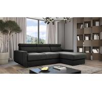 Canapé d'angle en forme de L avec revêtement en velours Bonny 236 cm Canapé d'angle avec fonction de relaxation, angle rembourré avec rideau à soufflet, couleur : gris foncé (monolith 02)
