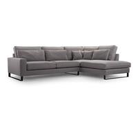 Canapé d'angle en L Canapé d'angle rembourré avec ressorts ondulés, revêtement en tissu Inari, pieds métalliques noirs, coussins amovibles avec fermeture éclair Côté droit 314x224x90 cm, Gris