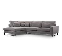 Canapé d'angle en L Canapé d'angle rembourré avec ressorts ondulés, revêtement en tissu Inari, pieds métalliques noirs, coussins amovibles avec fermeture éclair Côté gauche 314x224x90 cm, Gris
