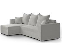 Canapé d'angle en L Hamlet Canapé d'angle en L en velours côtelé Canapé d'angle universel comprenant un lit avec fonction de couchage, couleur : beige