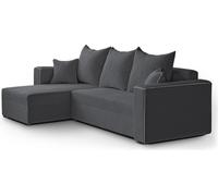 Canapé d'angle en L Hamlet Canapé d'angle en L en velours côtelé Canapé-lit universel comprenant un lit avec fonction de couchage, couleur : gris