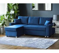 Canapé d'angle en L Toretto Canapé d'angle en L en velours Canapé d'angle universel avec fonction lit, tissu : manille 26 - bleu