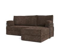 Canapé d'angle en mousse NOTIA Canape convertible - Angle - 3 places - 200 cm x 120 cm x 86 cm - Velours côtelé POSO 06 - Marron