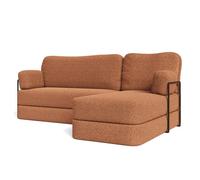 Canapé d'angle en mousse SABI Canape convertible - Angle - 3 places - 200 cm x 120 cm x 86 cm - Tissu bouclette QUELLE 54 - Marron