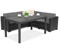 Canapé d'angle en résine tressée avec table de jardin Colorado Comida 5 Bica anthracite
