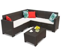 Canapé d'angle en résine tressée Nebraska Corner 5 coin Bica marron