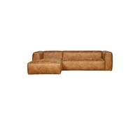 Canapé d'angle en tissu marron, angle gauche, 3 places, fixe, profondeur d'assise 66 cm, hauteur d'assise 46 cm - Woood, Bean - 305x175x73 cm