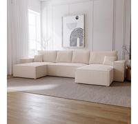 Canapé d'angle en U avec fonction sommeil Bergamo - Canapé d'angle 375 cm avec coffre de lit, Canapé-lit U Beige (Anthology 3)