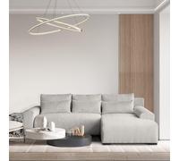 Canapé d'angle en velours côtelé au design moderne Benny Canapé rembourré avec fonction de lit Tiroir de lit pour le salon, Tissu : poso 100 - beige, Ottomane : droite