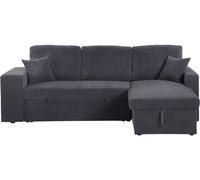 Canapé d'angle en velours côtelé convertible/réversible Axel - 3 places - Gris Gris G