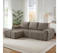 Canapé d'Angle en Velours Côtelé, Salon et Bureau, Taupe, 4 Places, 31kg
