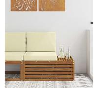 Canapé d'angle extérieur en bois d'acacia massif 91 cm, design moderne à lattes pour jardin et terrasse, résistant aux intempéries avec coussins confortables, meuble durable facile à entretenir