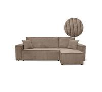 Canapé d'angle FARAH convertible et réversible 4 places en velours cotelé - Taupe