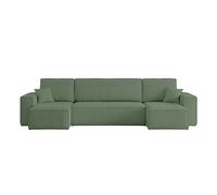 Canapé d'angle Farah panoramique Convertible 6 Places en Tissu Bouclette
