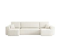 Canapé d'angle Farah panoramique Convertible 6 Places en Tissu Bouclette