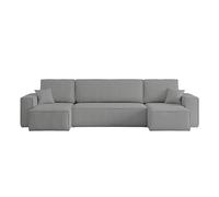Canapé d'angle Farah panoramique Convertible 6 Places en Tissu Bouclette