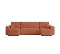 Canapé d'angle Farah panoramique Convertible 6 Places en Tissu Bouclette