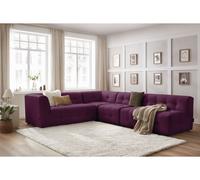 Canapé d'angle fixe 100% modulable KLEBER violet angle gauche BOBOCHIC 6 places Angle gauche Violet