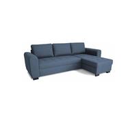 Canapé d'angle fixe - 3 places - Tissu Bleu - HAMILTON SANS RANGEMENT ET FONCTION LIT