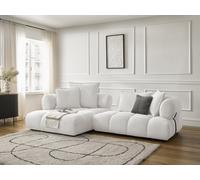 Canapé d'angle fixe ALYA tissu bouclette blanc angle gauche BOBOCHIC 4 places Angle gauche Blanc