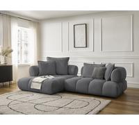 Canapé d'angle fixe ALYA tissu bouclette gris foncé angle gauche BOBOCHIC 4 places Angle gauche Gris foncé