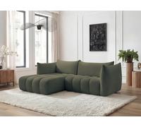Canapé d'angle fixe AZRA tissu bouclette vert angle gauche BOBOCHIC 3 places Angle gauche Vert