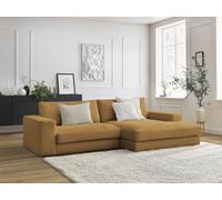 Canapé d'angle fixe compact LEONARD velours côtelé jaune angle droit BOBOCHIC 4 places Angle droit Jaune