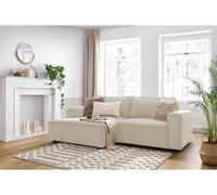 Canapé d'angle fixe compact NIHAD velours côtelé beige angle gauche BOBOCHIC 3 places Angle gauche Beige