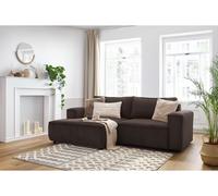 Canapé d'angle fixe compact NIHAD velours côtelé marron angle gauche BOBOCHIC 3 places Angle gauche Marron