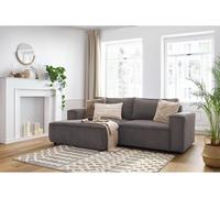 Canapé d'angle fixe compact NIHAD velours côtelé taupe angle gauche BOBOCHIC 3 places Angle gauche Taupe