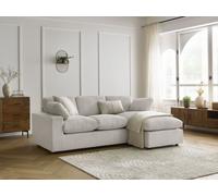 Canapé d'angle fixe compact réversible BELAIR velours côtelé beige BOBOCHIC 3 places Beige
